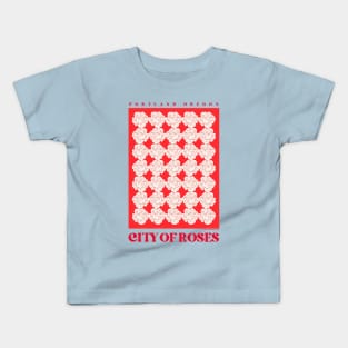 Portland, Oregon - City Of Roses (Red & Cream) Kids T-Shirt